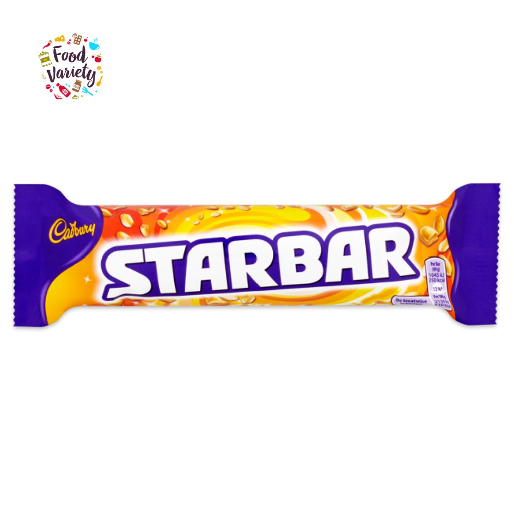 ☌  Cadbury Starbar Milk Chocolate Sna 49g แคทเบอร์รี่ สตาร์บา มช็อกโกแลตสอดไส้ถัวและคาราเมล 49 กรัม