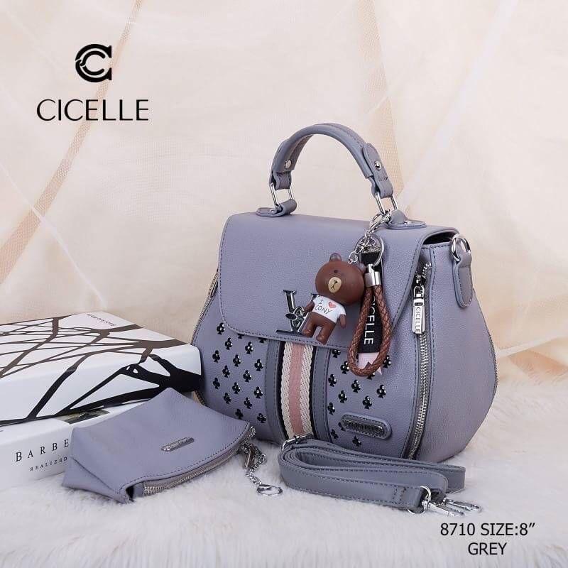กระเป๋าแบรนด์ CICELLE (ซี-เซล) ทรง S-Curve สไตล์ Modern Luxury สี Gray