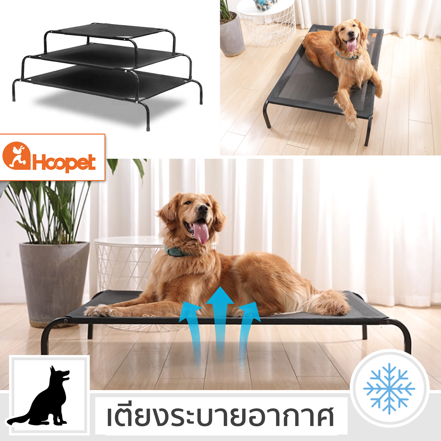 HOOPET เตียงสุนัข Elevated Dog Bed ที่นอนสุนัข แบบยกสูง ผ้าตาข่าย ป้องกันการกดทับ ที่นอนหมา ระบายความร้อน เตียงแมว Size M L XL CleverPet