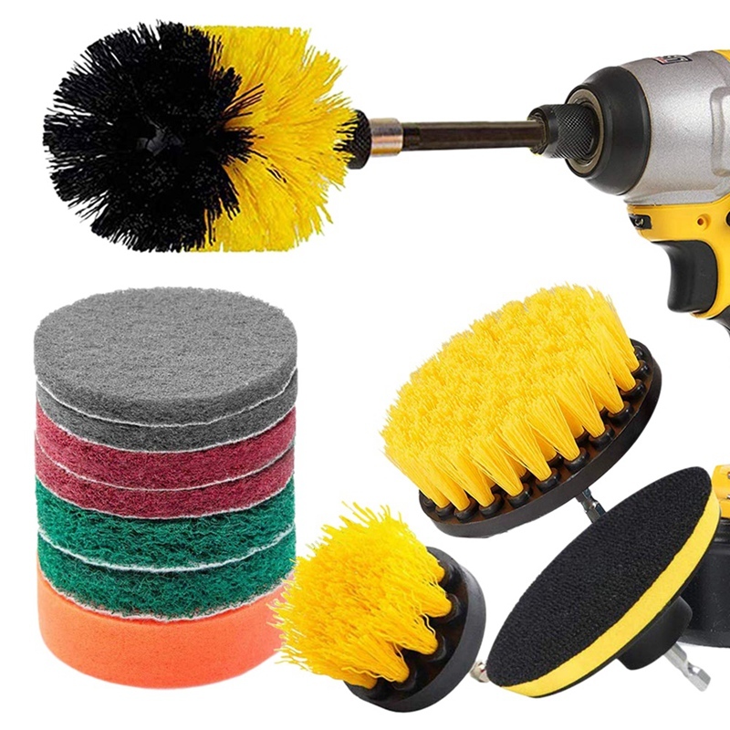 Bảng giá 12 Piece Drill Brush Scrub Pads Power Scrubber Brush with Extended Long Attachment All Purpose-Cleaner Scrubbing Cordless Drill for Cleaning Pool Tile Phong Vũ