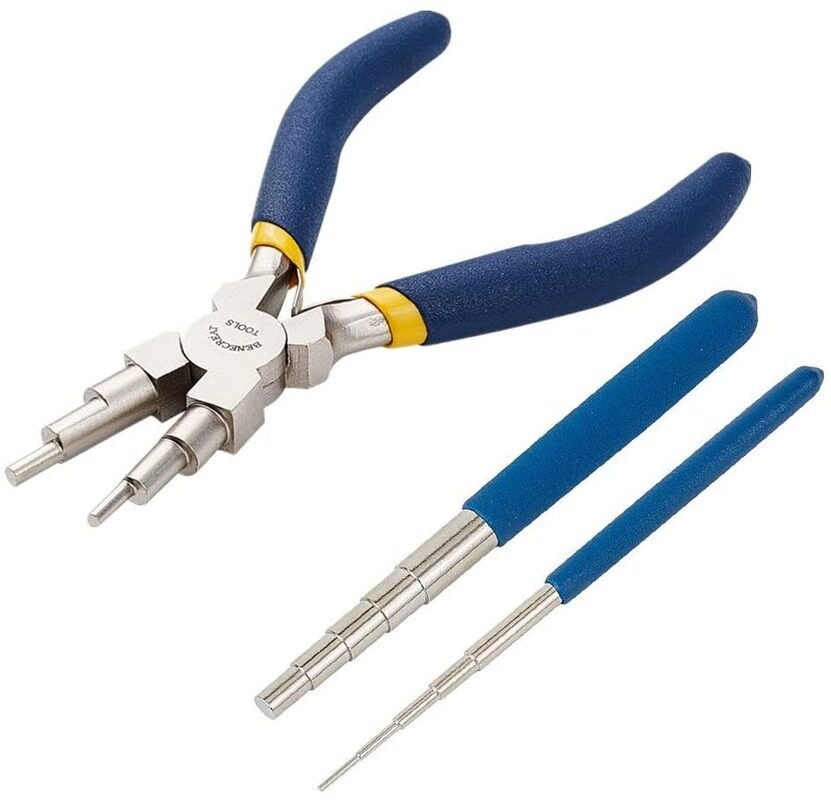 Beebeecraft 1 Set Wire Looping Tools 2pcs Wire Looping Mandrel and 1pc 6 In 1 Bail Making Plier for Jewelry Wire Wrapping and Jump Ring Forming
