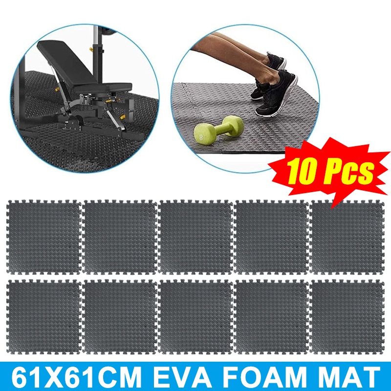 10PCS Extra Thick  EVA Foam Floor Interlocking Mat Show Floor Gym Exercise Yoga Mat Provides A Cushion To Hard Floor Surfaces For Martial Arts / Exercise Rooms /Pilates/ Yoga  ( 610 x 610 x15mm)