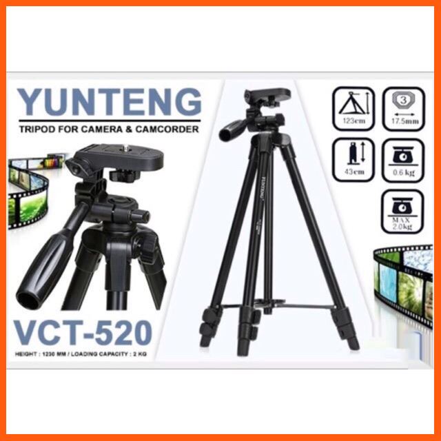 SALE YUNTENG VCT-520 ขาตั้งกล้อง พกพาง่ายพร้อมกระเป๋าใส่ อุปกรณ์เสริม กล้องไฟและอุปกรณ์สตูดิโอ กล้องวงจรปิด