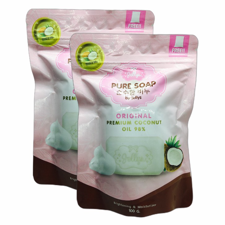 Jelly Pure Soap Original สบู่กลูต้าผิวขาว ขนาด 100 กรัม (2 ก้อน) NC