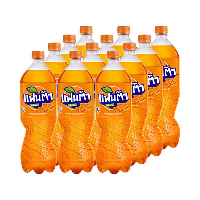 แฟนต้า เครื่องดื่มน้ำอัดลม น้ำส้ม 1.25 ลิตร x 12 ขวด/Fanta soft drink, orange juice, 1.25 liters x 12 bottles