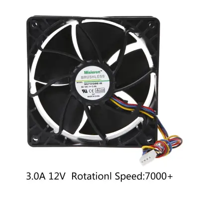 Miner Cooling Fan 12038 12V 3A Dual Ball Bearing Brushless 4-Wire PWM Temperature Control Radiator Air Cooler V12E12BS2B5-07A02 NX613-A00