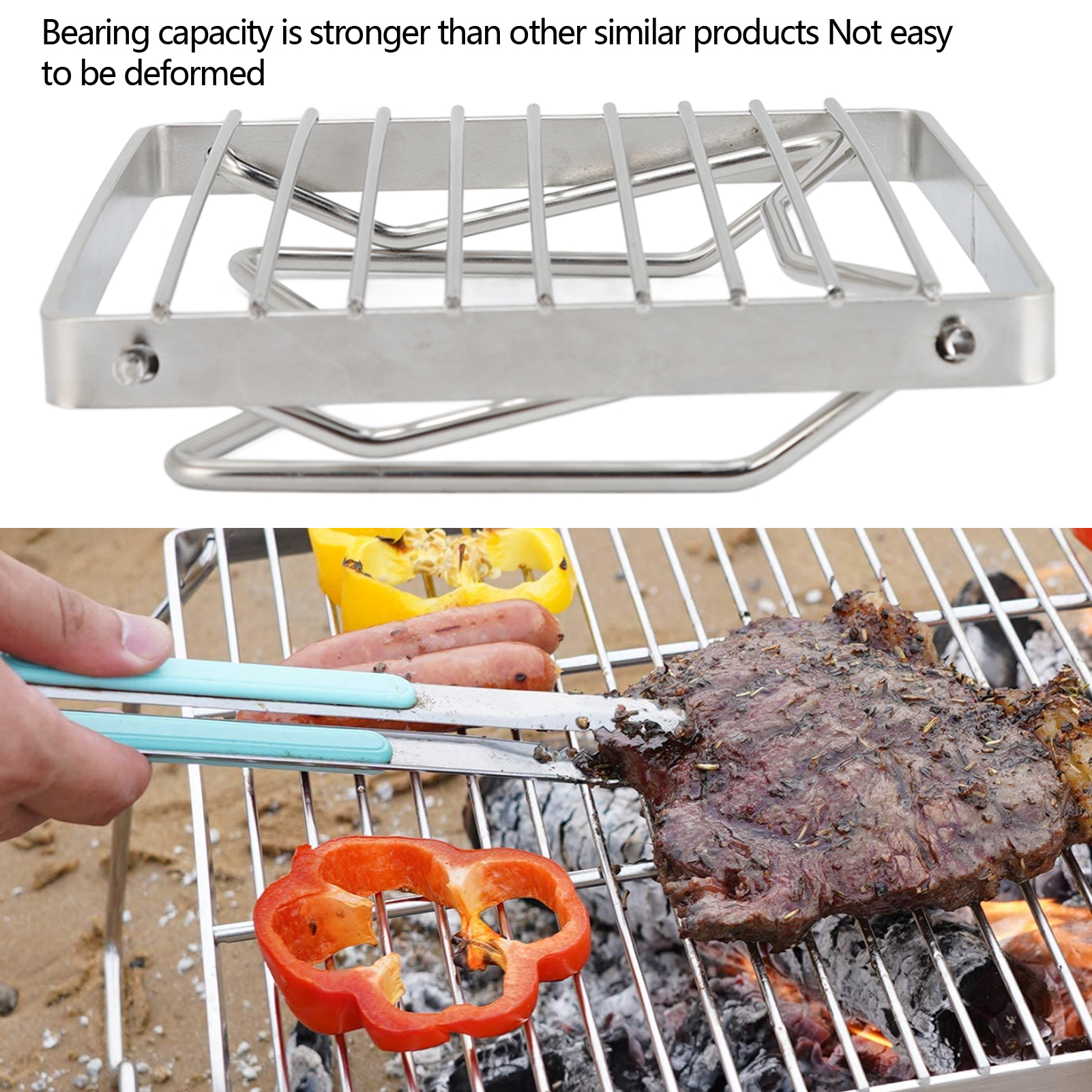 Folding Campfire Grill Stainless Steel Grid Shaped Camping Grill Grate