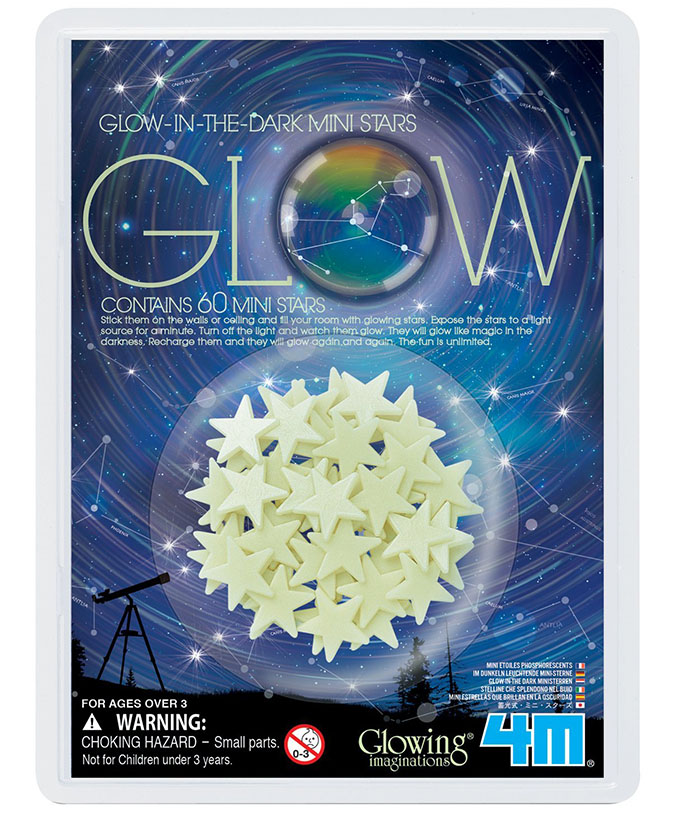 4M ของเล่นเสริมจินตนาการ GLOW IN THE DARK MINI STARS 60 PCS แผ่นดาวเรืองแสง กลางคืน