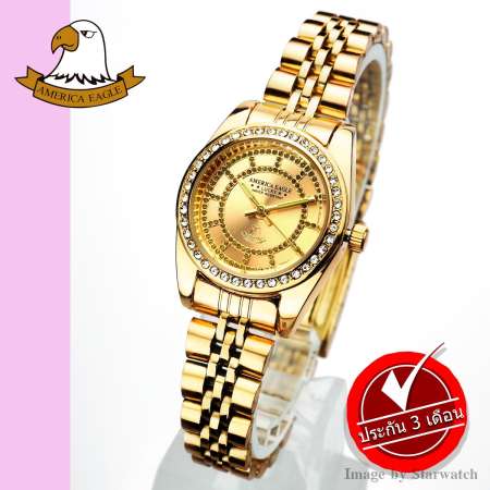 AMERICA EAGLE นาฬิกาข้อมือผู้หญิง สายสแตนเลส รุ่น AE085L - Gold/Gold