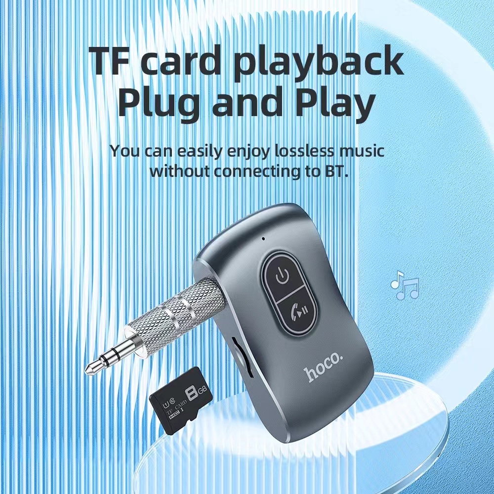 Hoco E73 อะแดปเตอร์รับสัญญาณเสียงบลูทูธไร้สาย Aux BT5.0 รองรับการ์ด TF ...