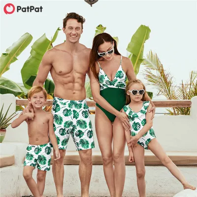 PatPat Family Look Floral full print White One-piece Matching Swimwear Swimsuit-Z