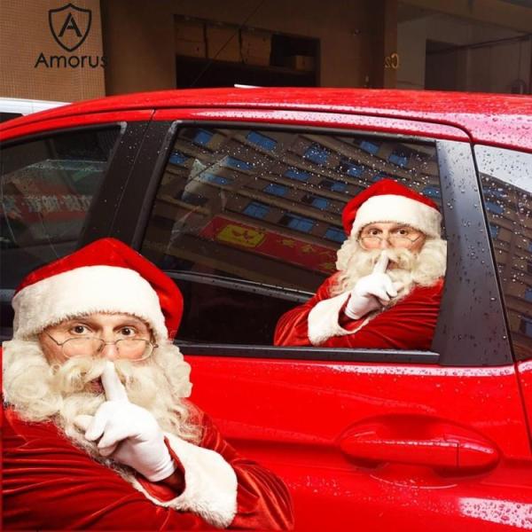 【🎅Christmas】Amorus 2Pcs 3D Santa Claus Car Window Sticker Car Sticker Window Decals Christmas Window Decorations Clings (Left + Right)