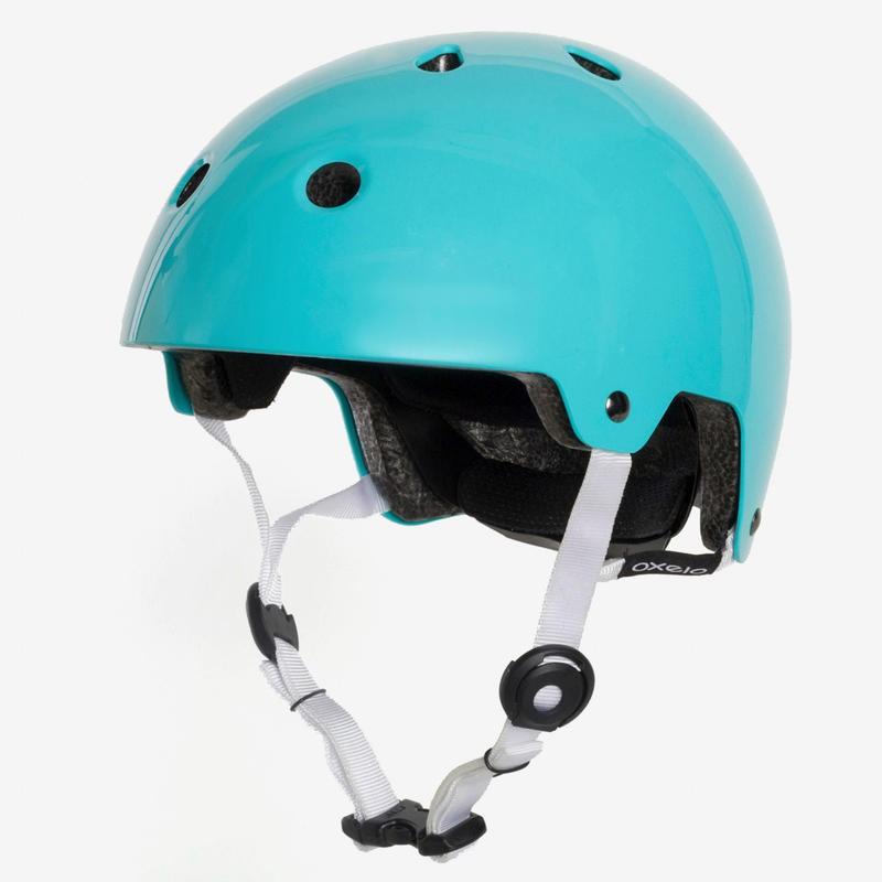 OXELO หมวกกันน็อคสำหรับเล่นกีฬาผาดโผน รุ่น Play 5 (สีน้ำเงินเทอร์ควอยซ์) หมวกกันน็อค หมวกกันน็อคเด็ก หมวกกันน็อคผู้ใหญ่ หมวกกันน็อค 3 กระดุม หมวกกันน็อคเต็มใบ  หมวกกันน็อคครึ่งใบ ของแท้