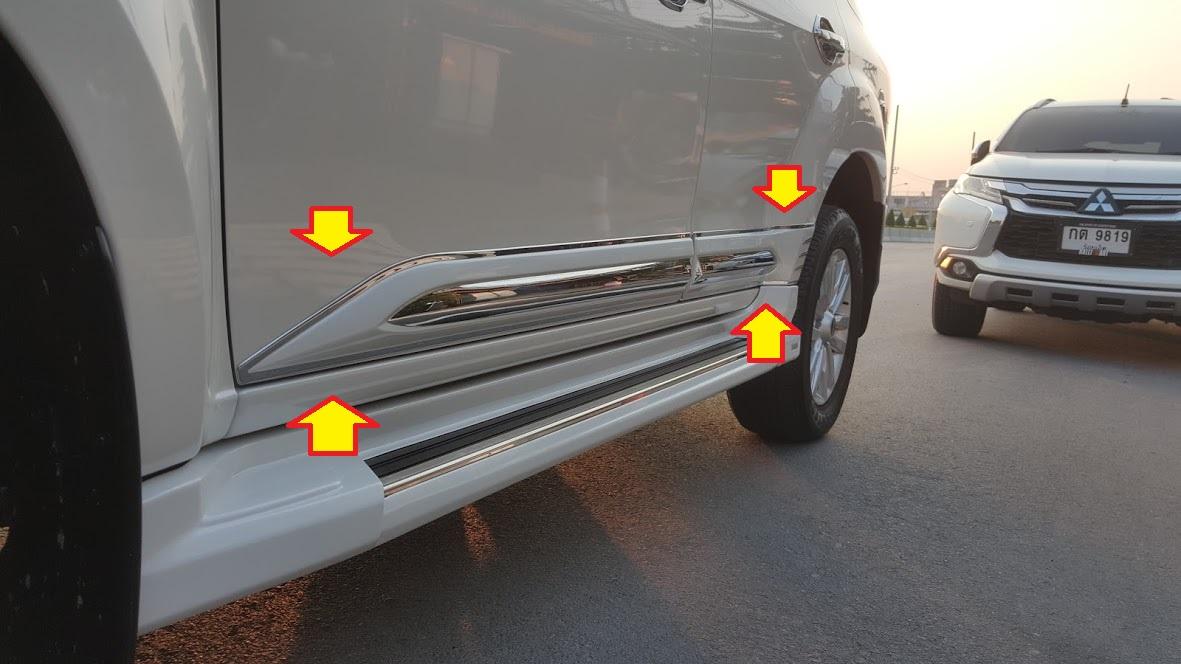 กาบข้าง กันกระแทก Isuzu Mu-X ปี13-19 สี ขาวมุก ตัดโครเมี่ยม ยี่ห้อ Fitt