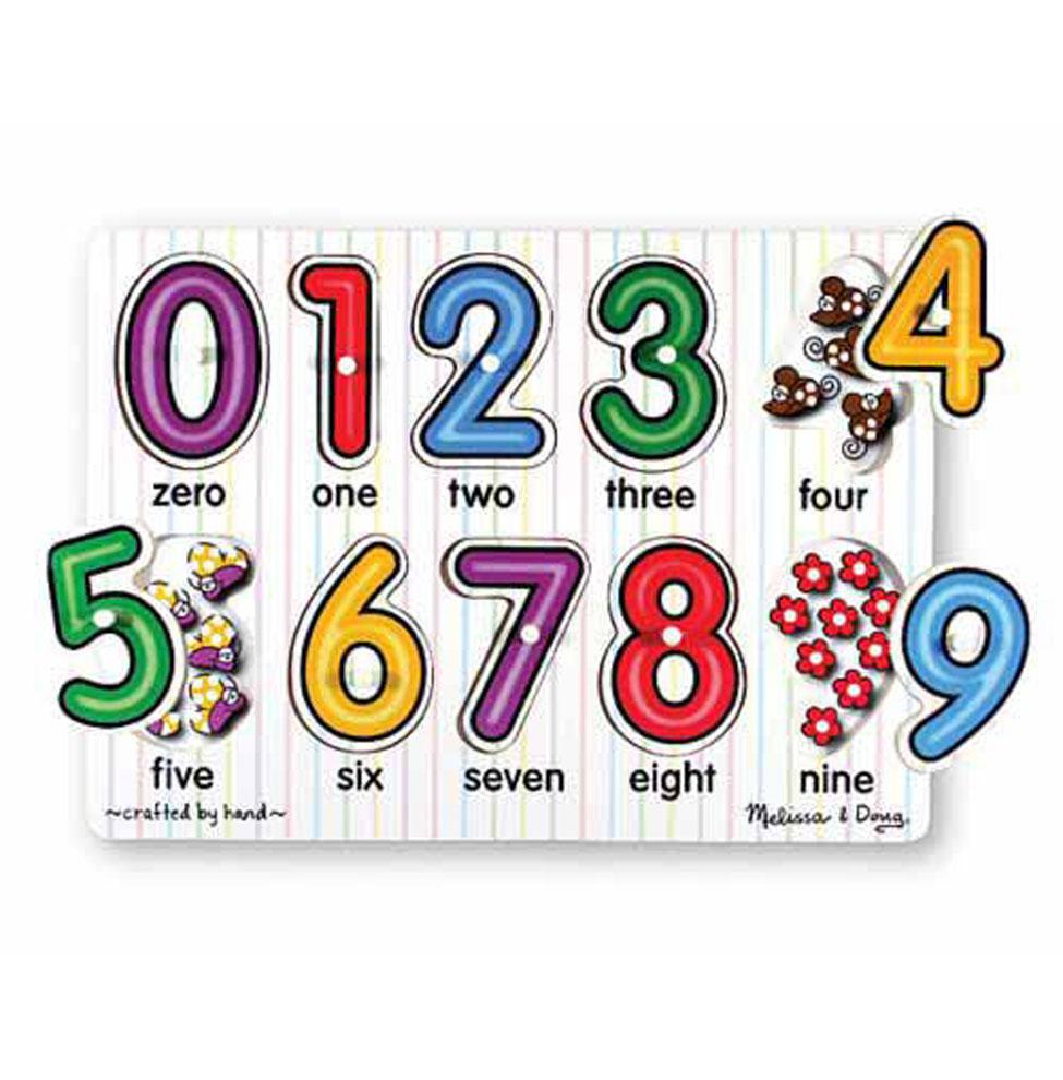 Melissa & Doug รุ่น 3273 See Inside Numbers Peg Puzzle พัซเซิลมีตุ่ม รุ่นตัวเลข non-toxic ของเล่นเด็กเสริมพัฒนาการ 2 ขวบ 2 ปี มาลิซ่า มาลิซซ่าแอนด์ดัก