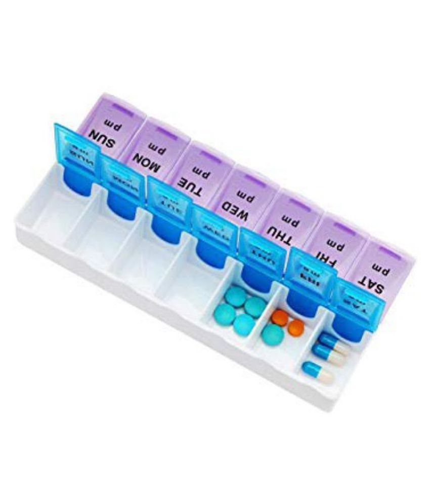 กล่องยา กล่องใส่ยาพกพา14 ช่อง กล่องใส่ยาเม็ด ตลับยา กล่องใส่ยา 14 ช่อง ที่ใส่ยา ที่เก็บยา Pill organizer กล่องใส่ยา 7 วัน กล่องใส่ยาพกพา