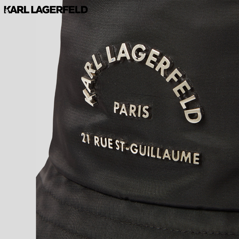 ハット Karl Lagerfeld 235W3412 RUE ST-GUILLAUME NYLON BUCKET Hat KARL LAGERFELD Rue St-Guillaume Bucket Hat in Black | endource