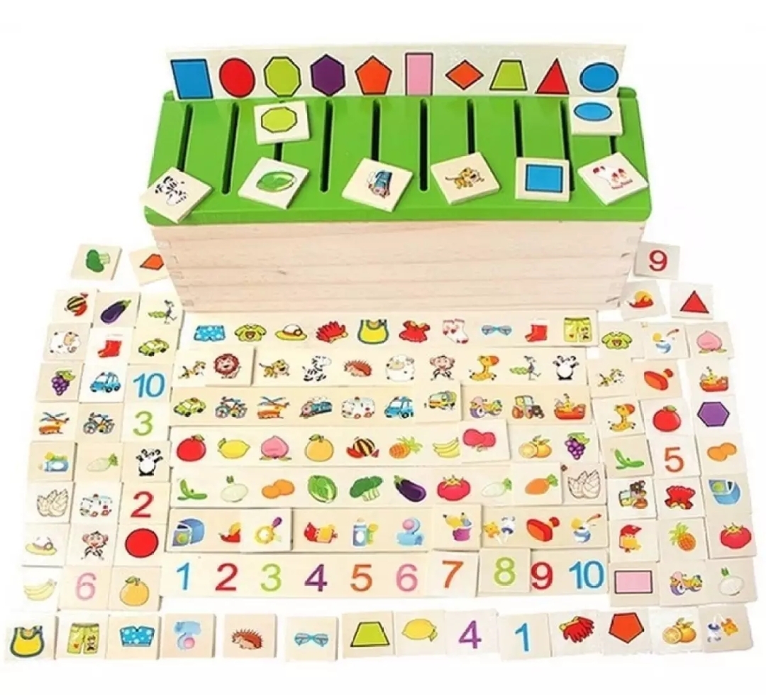 T.P.TOYS กล่องไม้ปริศนา ของเล่นไม้ Wood toy  จับคู่ภาพและคำศัพท์ (สีเขียว)