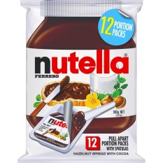 Nutella Ferrero Hazelnut Spreads with Cocoa (Australia Imported) นูเทลล่า เฮเชลนัทผสมโกโก้สเปรด 15g. x 12Packs