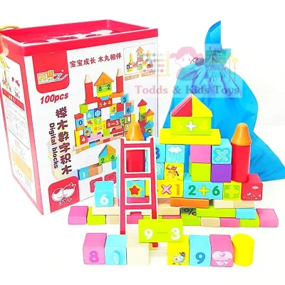 Todds & Kids Toys 100 pieces Wooden Blocks Educational Toys