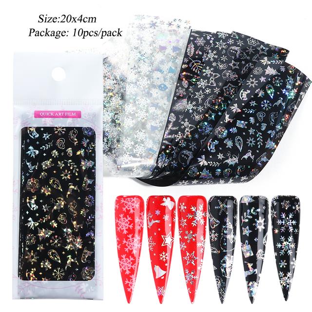 10pcs Nail Foils Matte Mirror Metal Gold Silver Starry Paper Gel Polish  Transfer Sticker DIY Pattern Manicure Decoration BEDXK13