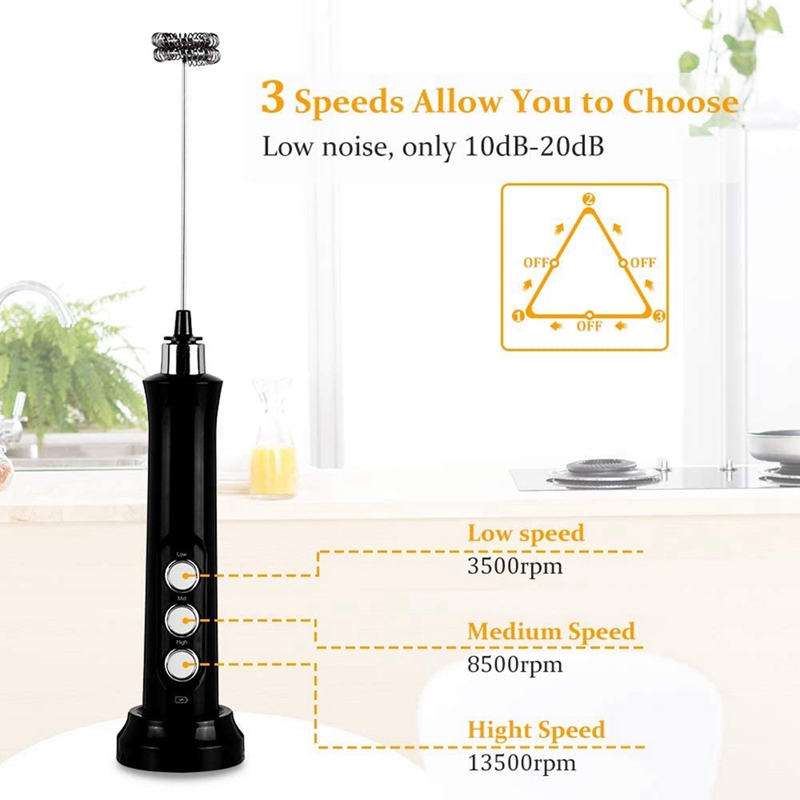 USB Rechargeable Milk Frother Handheld Electric Foam Maker with