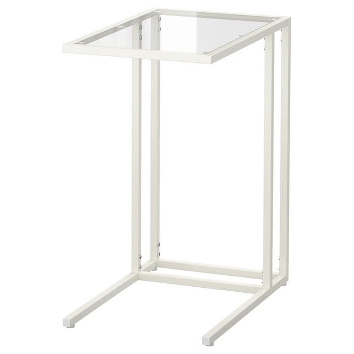 IKEA_VITTSJO วิทท์เชอ โต๊ะวางแล็ปท็อป แก้วทำจากกระจกนิรภัยและเหล็กที่แข็งแรงทนทาน ไม่โยก ไม่เอน