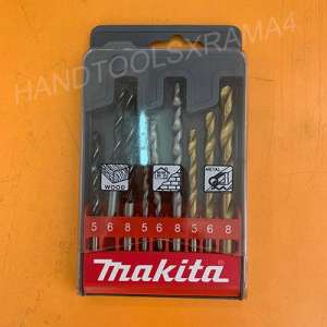 MAKITA ชุดดอกสว่าน เจาะไม้ ปูน/คอนกรีต เหล็ก ก้านกลม 9ตัวชุด รุ่น D-16405