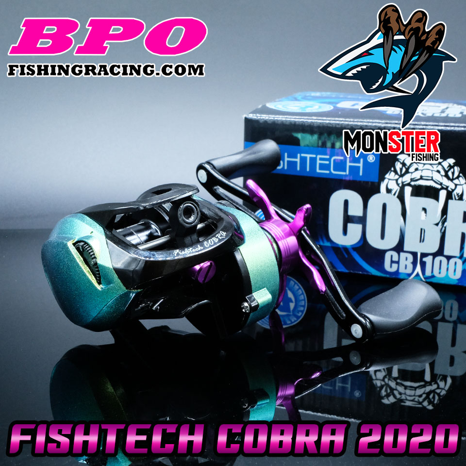 รอกหยดน้ำ ฟิชเทค ค๊อบบร้า FISHTEC COBRA CB100 ใหม่ 2020 ค่ายBPO มีทั้งหมุนซ้ายและหมุนขวา (สีเขียวรุ้งเป็นประกาย และ แดง)