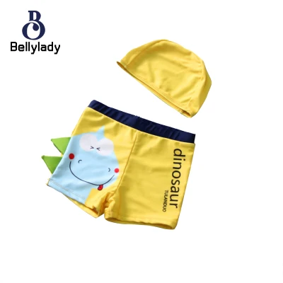 2pcs/set For 1-12 Years Old Boy Polyester Swimming Trunks Cartoon With Swimming Cap Swimming Set