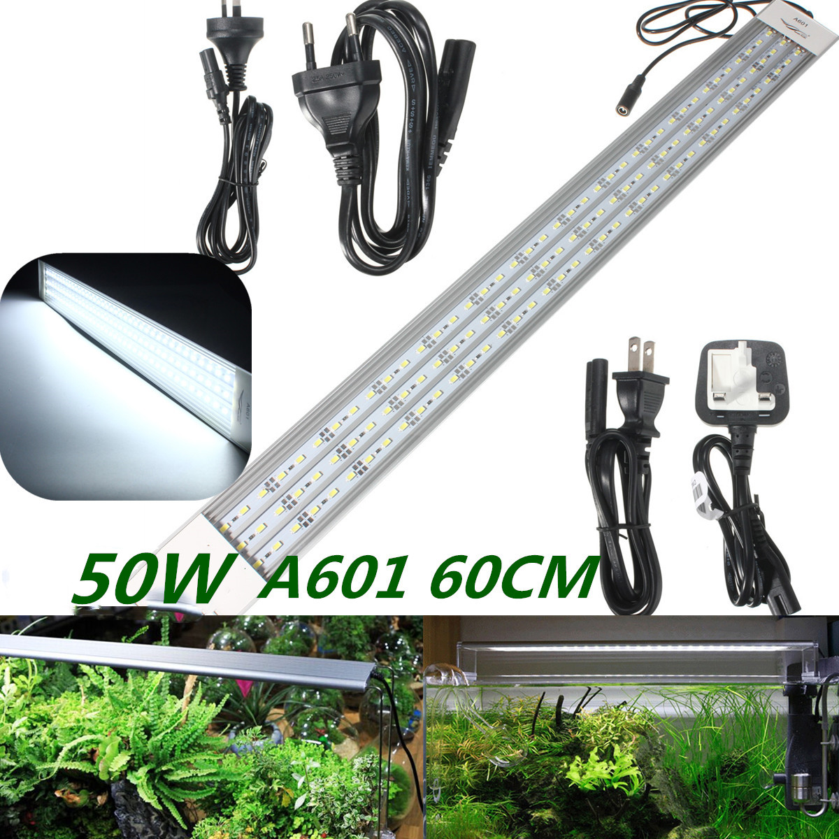 US Plug A601 39W 60cm 117smd fish tank light 5800lm LED aquatic light Pure White Aquatic Aquarium 5730 LED Light Lamp Chihiros A-Series - intl โคมไฟ