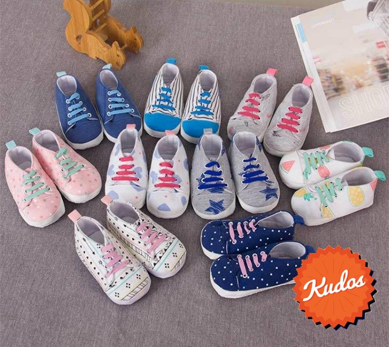 KUDOSTH - ถุงเท้าเด็กหัดเดิน รองเท้าเด็ก รองเท้าพื้นนุ่ม ทรง Sneakers สำหรับเด็ก มีกันลื่น