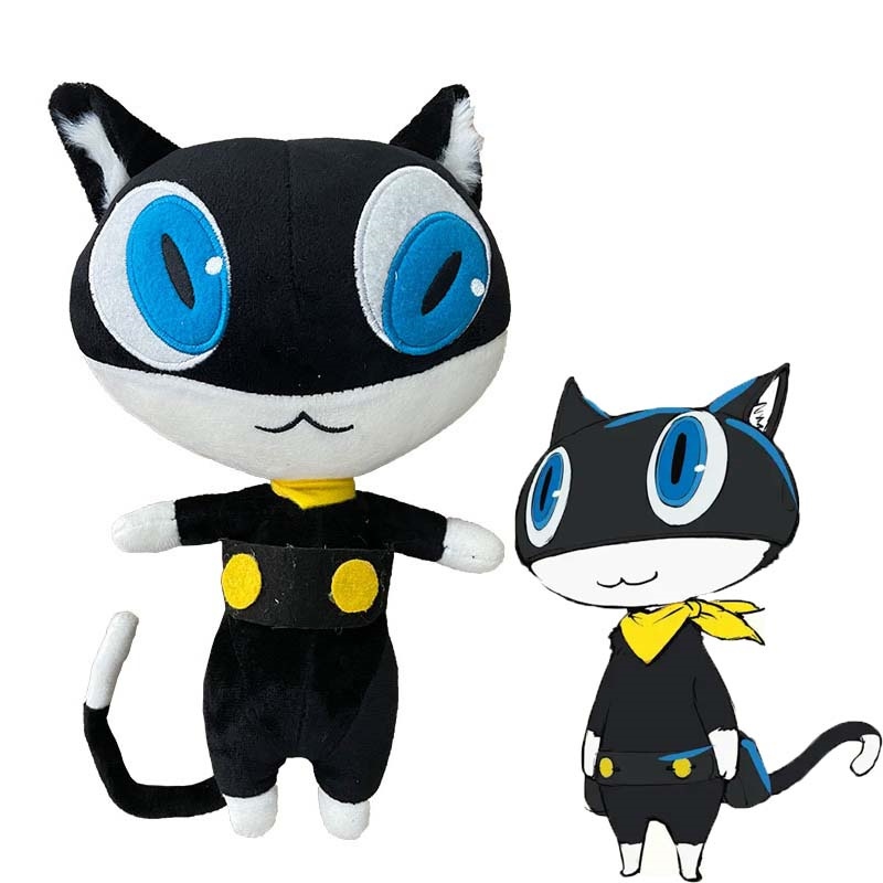 30cm Persona 5 Morgana Mona Black Cat Plush Pillow Doll Soft