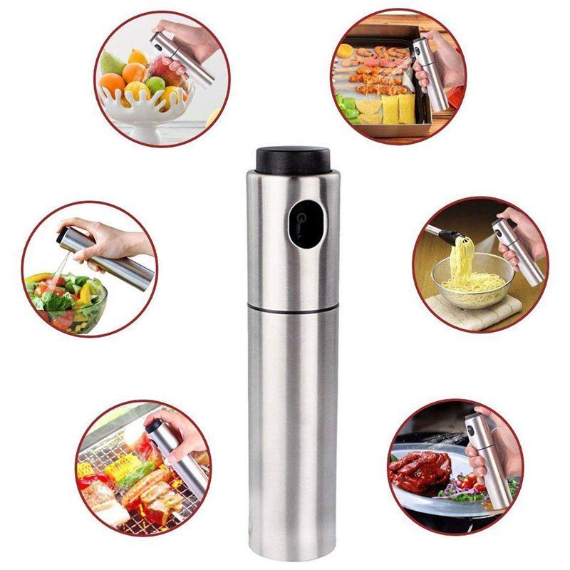 Stainless Steel Oil Vinegar Sprayer Dispenser Spraying Bottle Mist for Cooking Paste, Salads, BBQ, Grill, Set of 2(100ml)