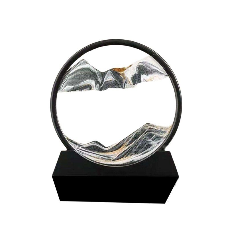 Moving Sand Art Picture Round Glass 3D Hourglass Deep Sea Sandscape in Motion Display Flowing Sand Frame