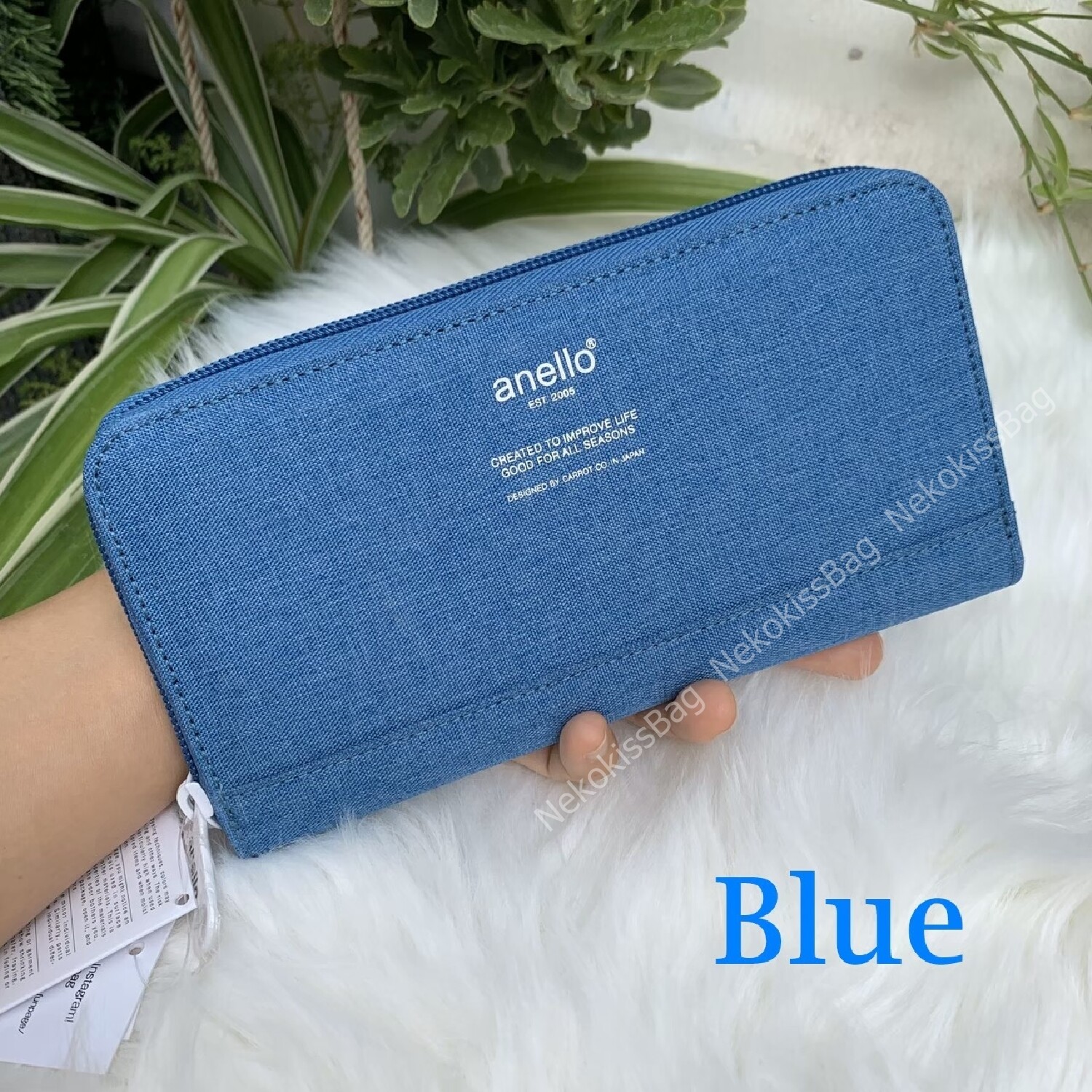 NekokissBag anello wallet ของแท้100% กระเป๋าสตางค์ ใบยาว กระเป๋าเงิน กระเป๋าตังค์ สี Blue ฟ้า สี Blue ฟ้า
