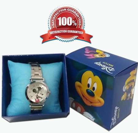 นาฬิกาข้อมือสวยหรู （สีเงิน หน้ามิกกี้เม้า) กันน้ำ (มาใหม่ล่าสุด) พร้อมกล่อง814
