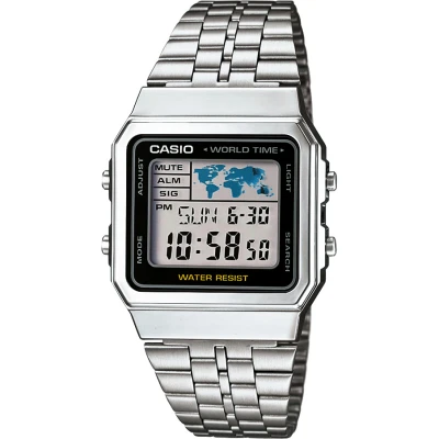 Casio Digital World Time Stainless A500WA Genuine (KP Time)