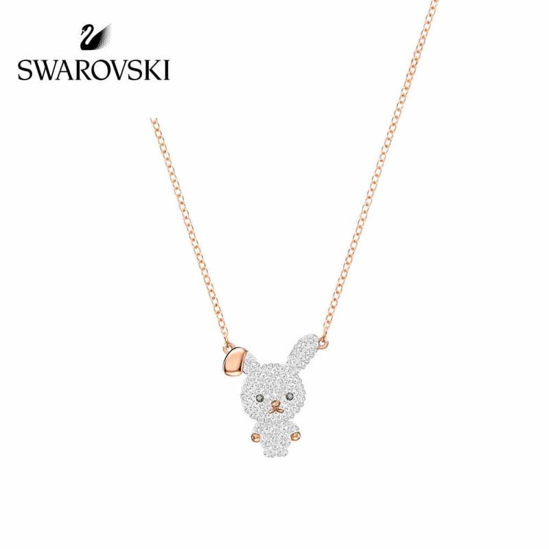 SWAROVSKI LITTLE BUNNY LOVELY RABBIT NECKLACE ROSE GOLD CRYSTAL NECKLACE CHOKERS NECKLACES FOR WOMEN 5374443