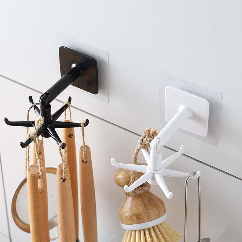 1/2PCS Multi-Purpose Hooks Kitchen Hook 360 Degrees Rotated Rotatable Rack For Organizer Storage Spoon Hanger Rack 6-jaw
