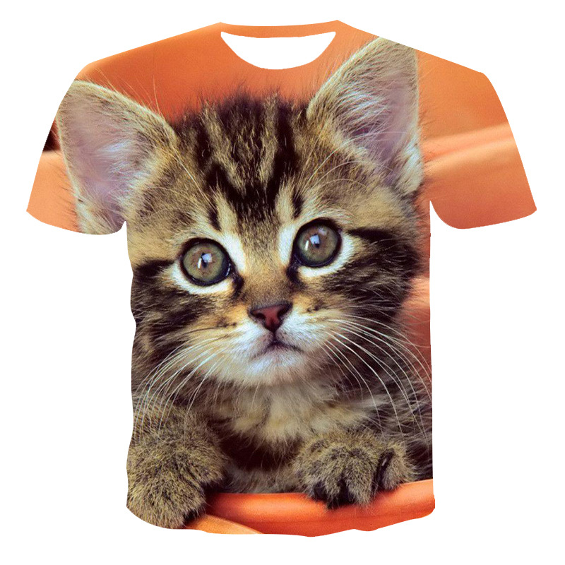 Manufacturers Spot3DDigital Cat Printing LeisureTT-shirt Customizable Advertising Shirt T-shirt Overalls