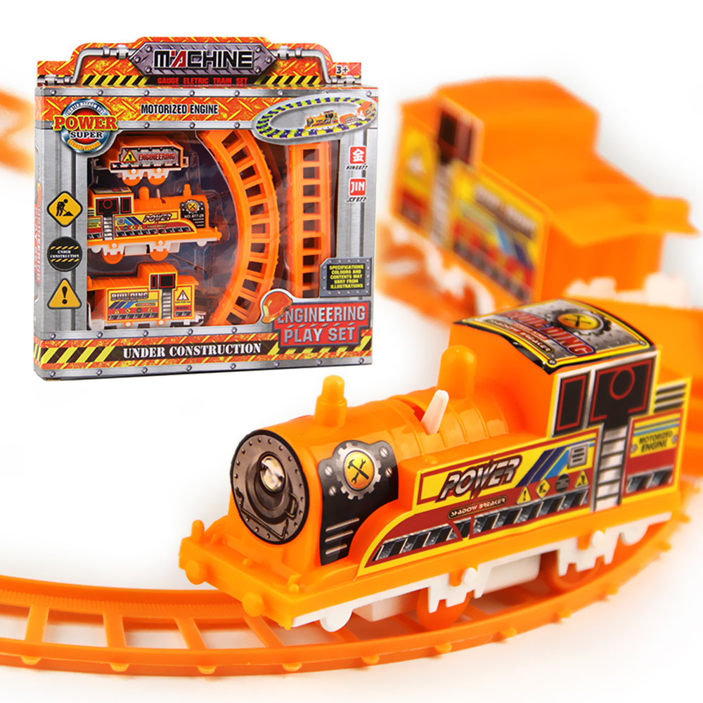 ชุดของเล่นรถไฟขับเคลื่อนด้วยแบตเตอรี่สำหรับเด็ก 54 ซม. ติดตาม (8 ชิ้นของแทร็ค)    Battery Powered Train Set Toy for Kids, 54cm Track (8pcs of tracks), 3 Train Cars สี Orange สี Orange
