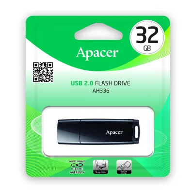 Apacer AH336 USB2.0 แฟลชไดร์ฟ 32GB สีดำ (Apacer AP32GAH336B-1)