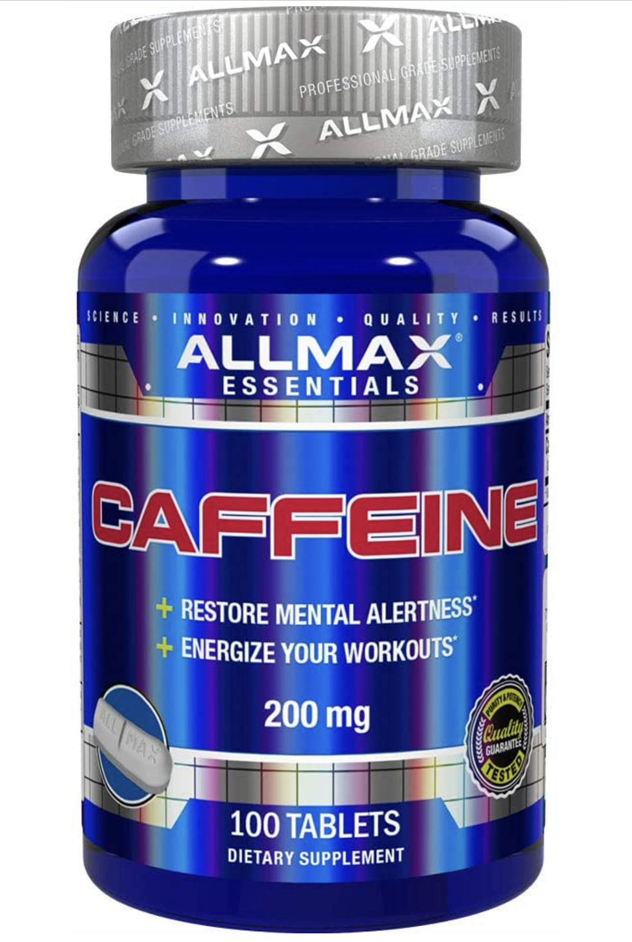 ALLMAX Nutrition,  คาเฟอีน 200 มก. 100 เม็ด, เพิ่มพลังการออกกำลังกายของคุณ