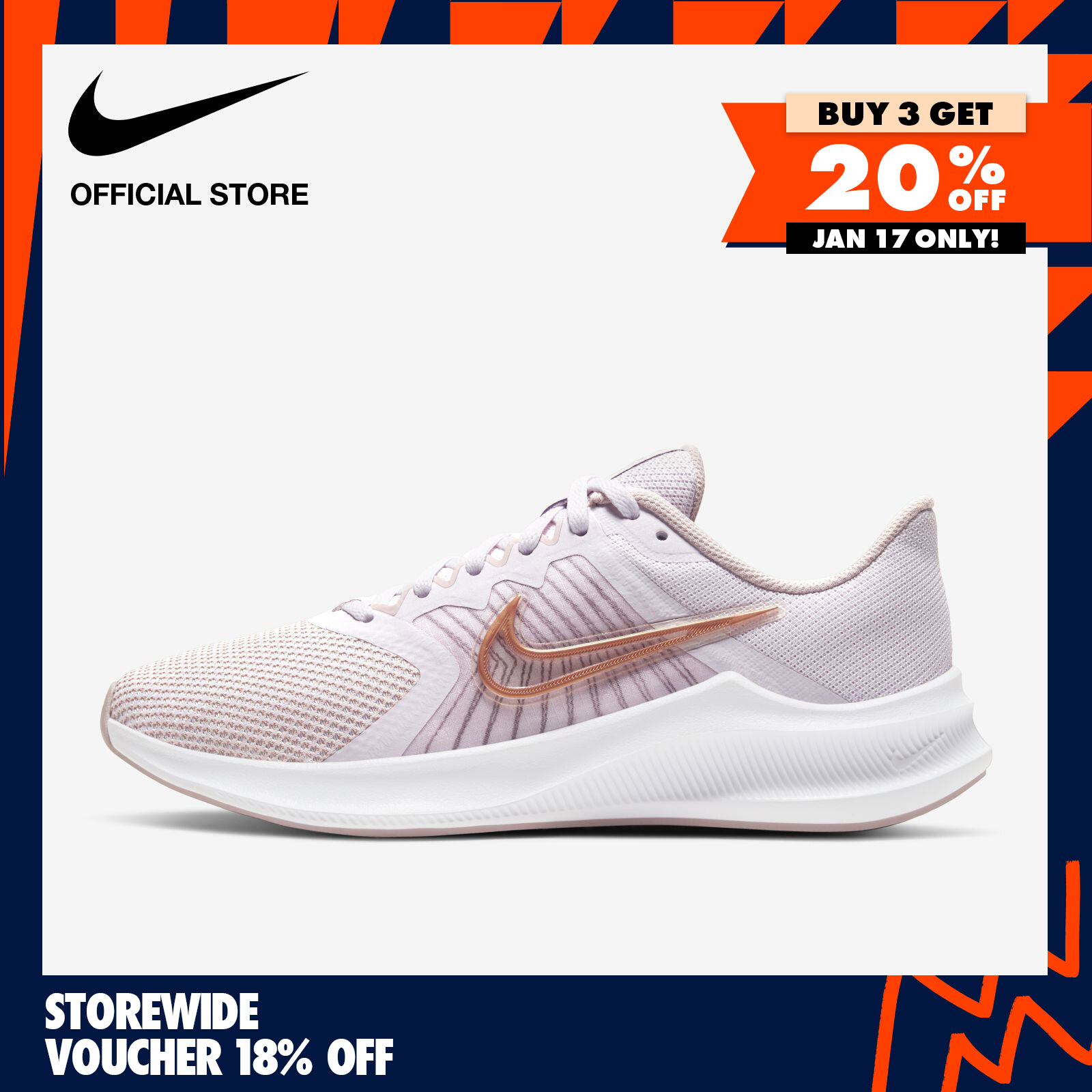 Nike Womens Downshifter 11 Running Shoes Light Violet ไนกี้ รองเท้า