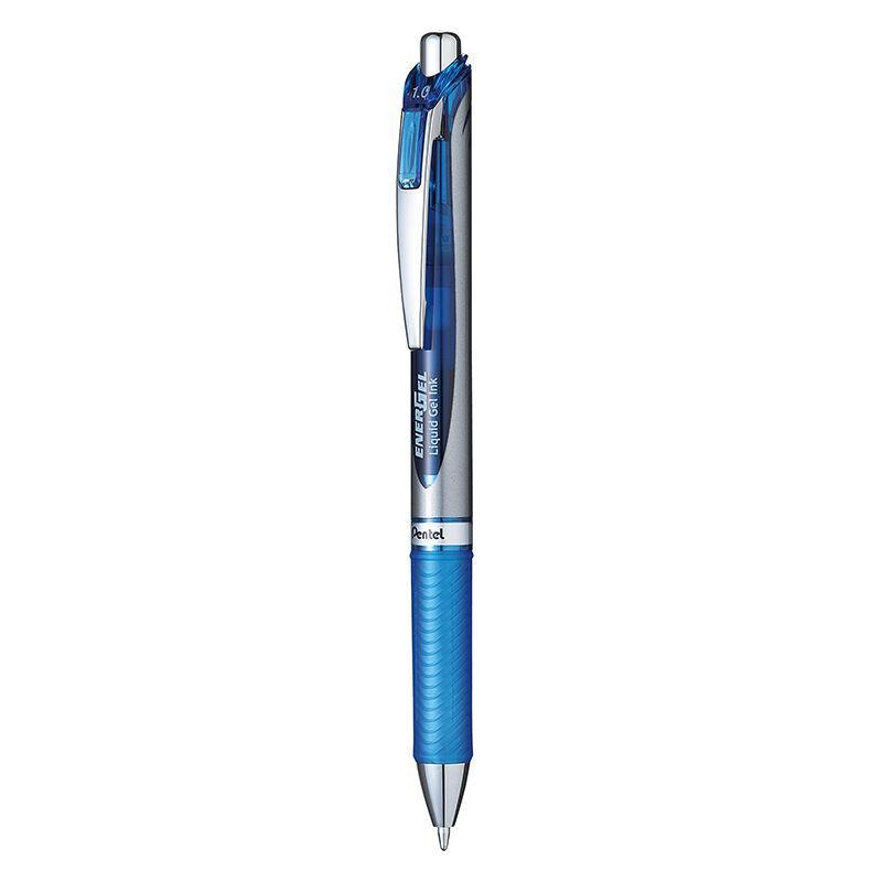 Electro48 เพนเทล ปากกาหมึกเจล รุ่น Energel BL80-CX ขนาด 1.0 มม. ด้ามสีเงิน แบบกด หมึกเจลสีน้ำเงิน