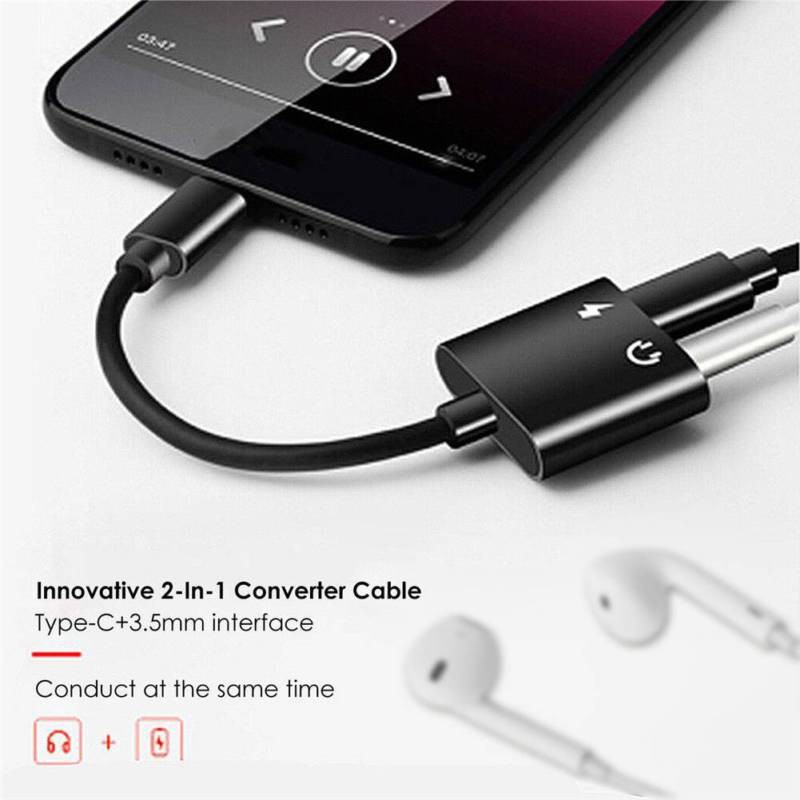 USB-C Type C To 3.5mm Aux Audio Cable Charging Cable Adapter Headphone Jack (ไม่รองรับทุกรุ่น)