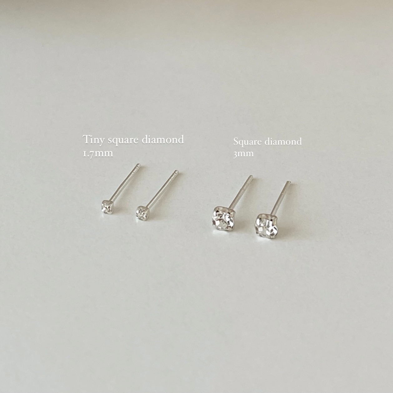 Your wishlist / ต่างหูเพชร cz ต่างหูเงินแท้ / Square cz diamond stud earrings (ราคาต่อคู่)