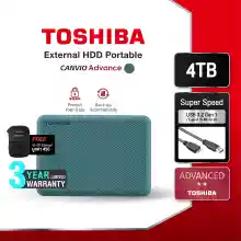 ภาพขนาดย่อของภาพหน้าปกสินค้าToshiba External HDD (4TB) USB 3.2 Speed, รุ่น (Canvio Advance V10) Sec Auto-backup 2.5" สีเขียว ฮาร์ดดิสพกพา Portable Hard drive ฟรี  กระเป๋ากันกระแทก (TSB-HDTCA40AG3CA) จากร้าน Toshiba Storage บน Lazada ภาพที่ 1