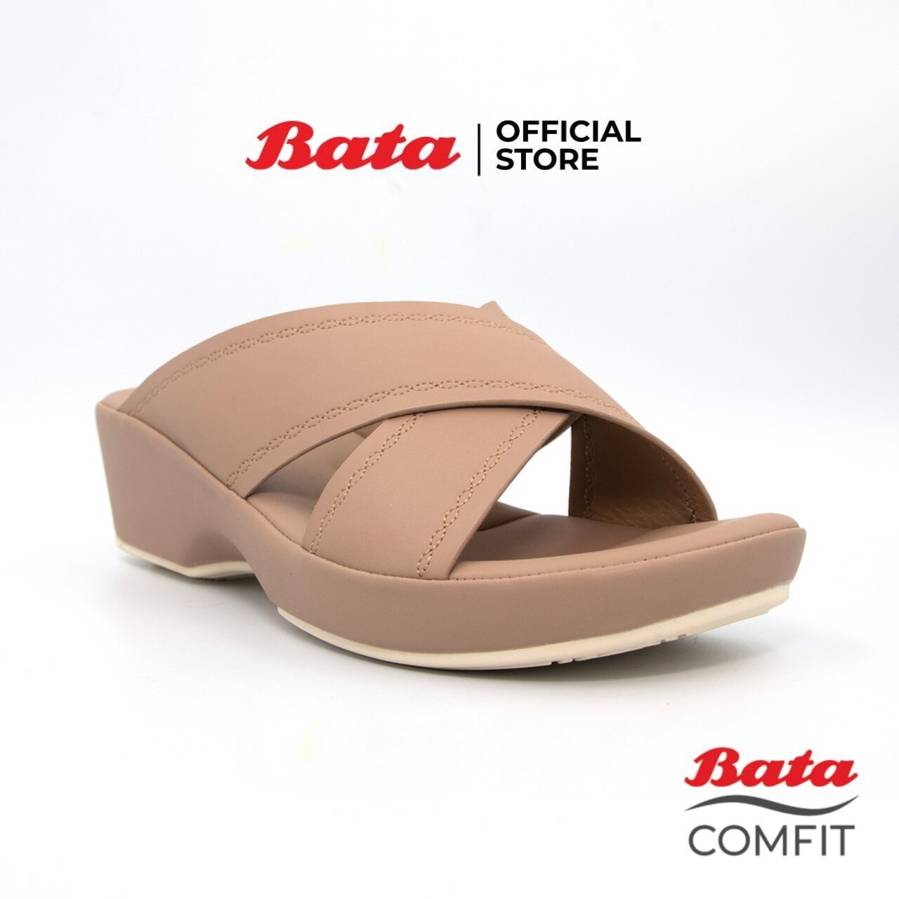 BATA COMFIT WEDGE รองเท้าส้นตึก แบบสวม สูง 1.5 นิ้ว สีชมพูกะปิ รหัส 6615703 / สีดำ รหัส 6616703 Ladiescomfort Fashion
